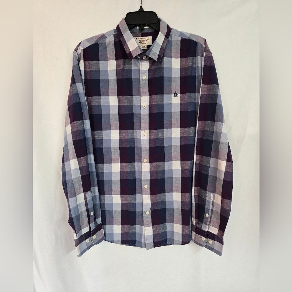 Penguin Blue/Purple Plaid Heritage Slim Fit Fall. Size XL